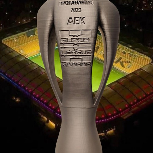 Super League 3d Printed Cup new, glossy silver, 18 cm height