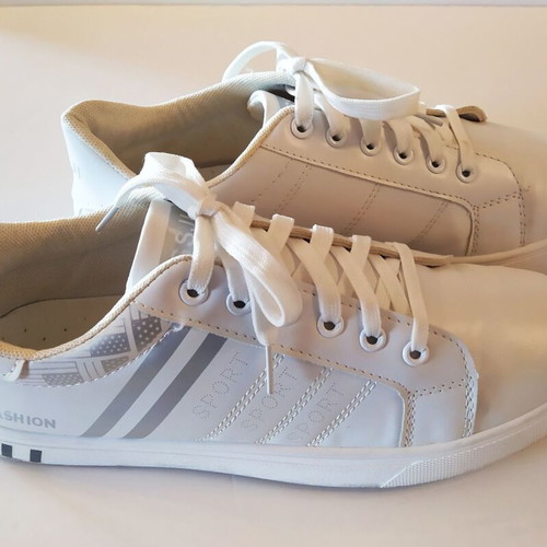 Fashion men's shoes used, casual style, size 44, white and gray