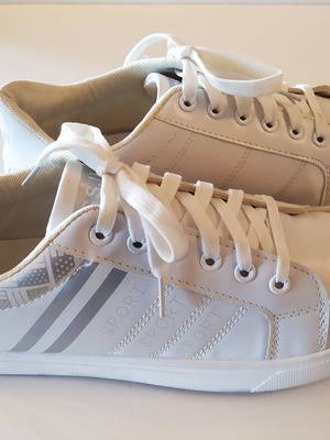 Fashion men's shoes used, casual style, size 44, white and gray