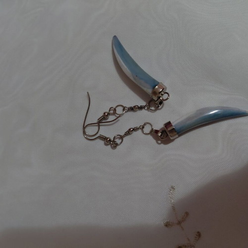 Blue Ombre Earrings like new, white and turquoise