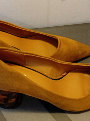 Zara suede tan pumps size 37 new with plexiglass heel