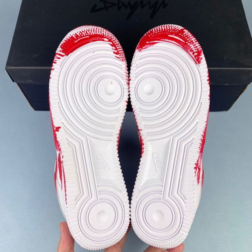 Nike Air Force 1 Red Paint Drip Handmade Sneakers new