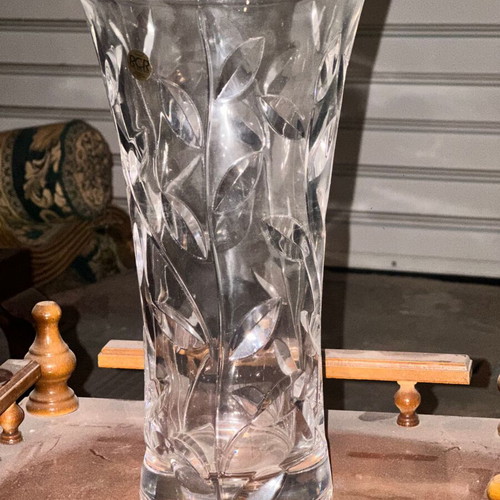 RCR Royal Crystal Rock Laurus lead crystal vase used, 30 cm Italy