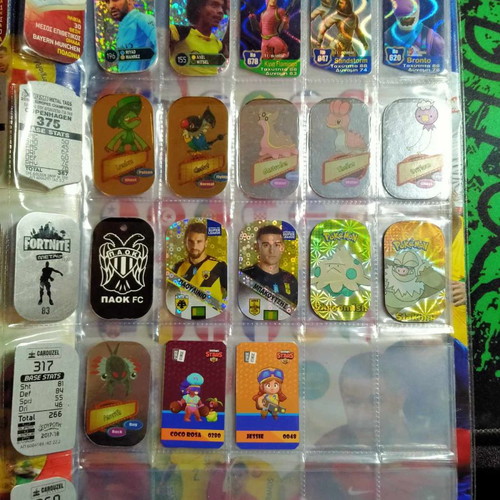 Album with collectible tags new, football, Fortnite, Pokemon, Brawlstars