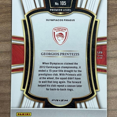 Georgios Printezis Green Prizm 1/5 Panini Select EuroLeague card