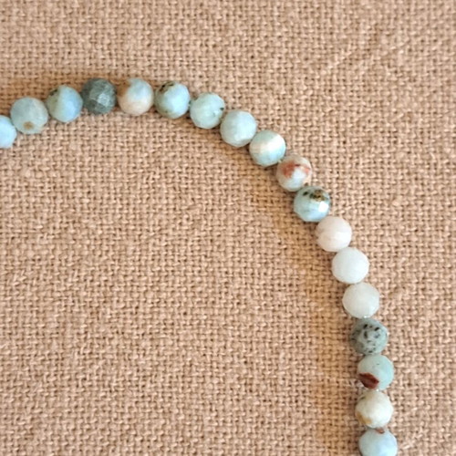 Larimar bracelet with faceted 4 mm beads and 925 silver, minimal elegant