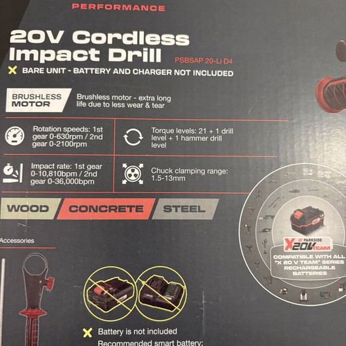 Parkside Performance 20V Cordless Impact Drill