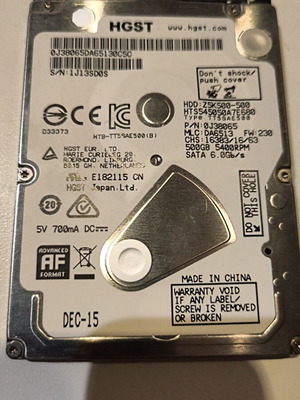HGST Travelstar 2.5 HDD 500 GB used