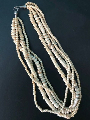 Women's necklace with bone beads new, beige