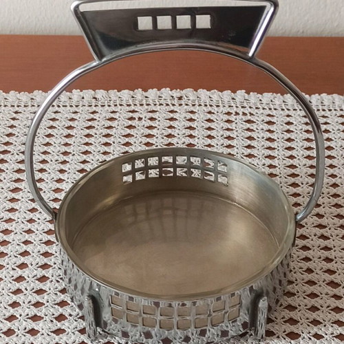 Art Nouveau Silver Plated Basket Vintage Used by Argentor Werke Vienna 1960
