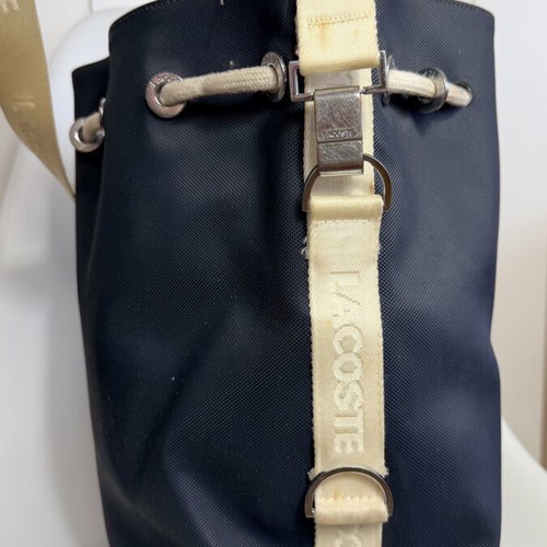Lacoste bucket bag crossbody used, navy and beige