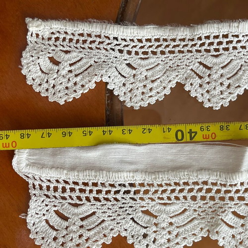 Handmade crochet lace used for towels and pillowcases