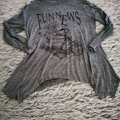 Gray breathable blouse like new with asymmetrical hem
