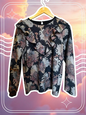 Top with gold thread and floral design like new, Medium - Large