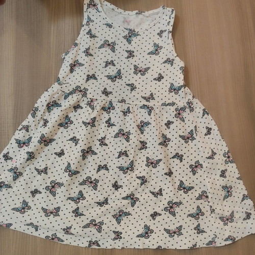 Children's dress with butterflies like new, 2-3 years old, white multicolor