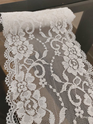 Lace fabric like new, strip 14cm x 1.5m, sugar color