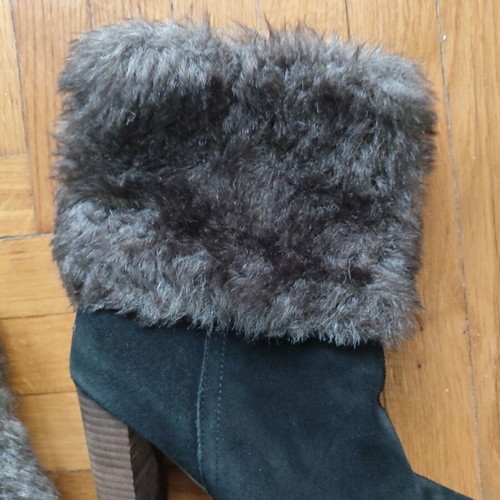 Scholl black suede boots with faux fur size 36 new