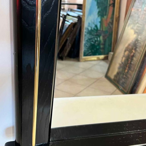 Wall mirror used, black with gold details 105x90