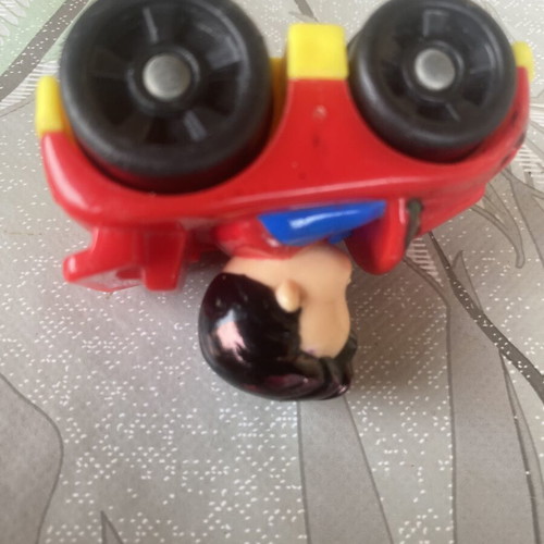 Fisher-Price Little People Wheelies Superman toy car used, red racing