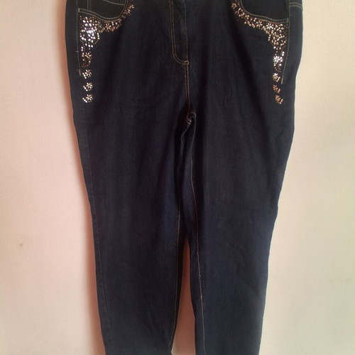 Women's jeans with rhinestones like new, dark blue, size 4XL