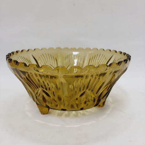 Vintage amber glass bowl from Czechoslovakia like new, 20.5 cm