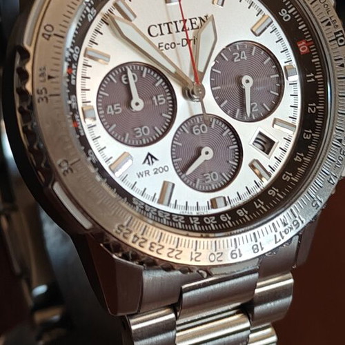 Citizen Promaster Sky EcoDrive Chronograph Silver Stainless Steel Bracelet watch like new