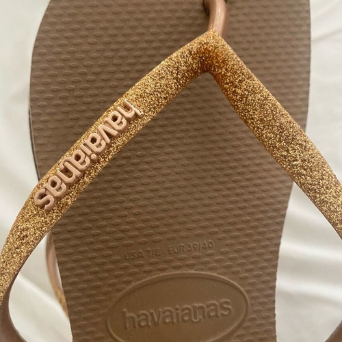 Havaianas Glitter Rose Gold Platform Flip Flops Like New Size 37-38