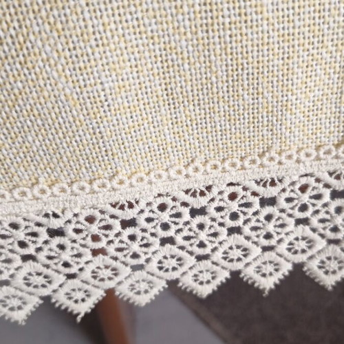 Vintage tablecloth 160x100 cm, ecru with lace, easy care
