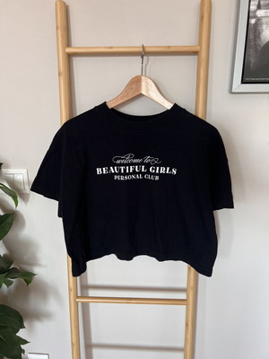 Zara Crop T-Shirt μαύρο, μέγεθος M, σαν καινούργιο, 100% βαμβάκι
