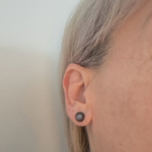Minimal oxidized silver 925 studs with smoky lilac stone like new