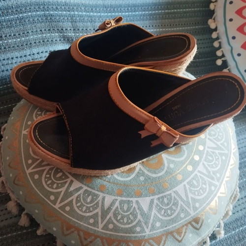 Louis Vuitton women's platform sandals size 38 used, black and beige
