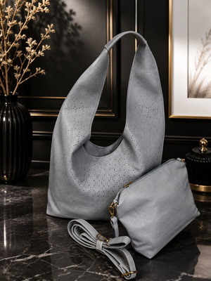 Light Blue Hobo Bag Set with Matching Pouch new