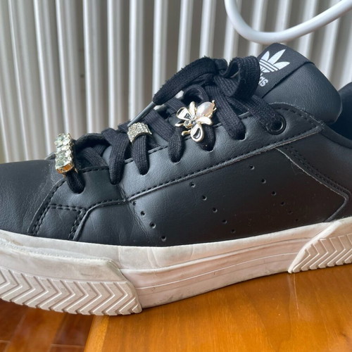 Adidas sneakers black like new with decorative strass and charms