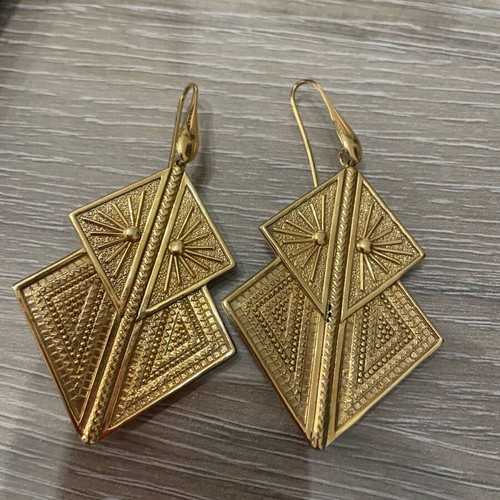 Silver 925 gold-plated earrings used, 6.5 centimeters