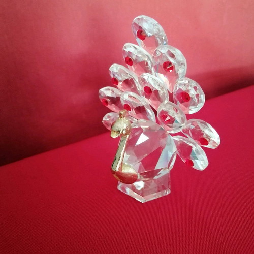 Crystal peacock new, elegant decorative with bronze