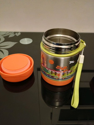 Oops food thermos new, 300ml stainless steel with strap