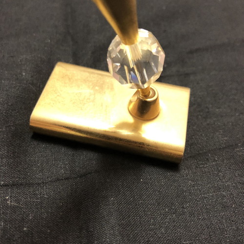 Pen holder gold plated with crystal new