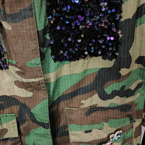 Anemi Military Jacket with Embroidered Patches and Fringes like new