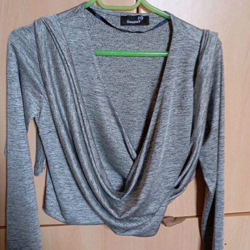 Grey metallic wrap blouse like new, sizes S and M