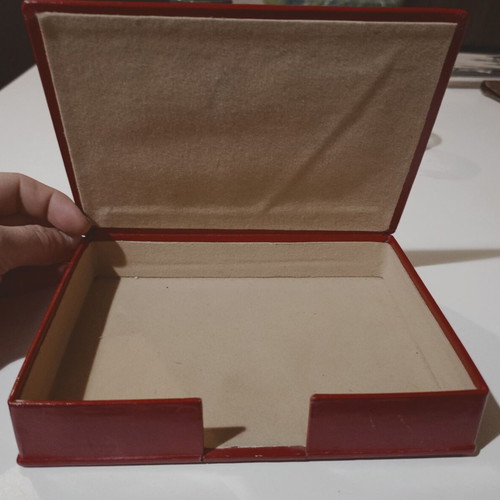 Red box used, decorative and storage for desk