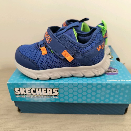 Skechers kids athletic shoes size 23 like new, blue orange