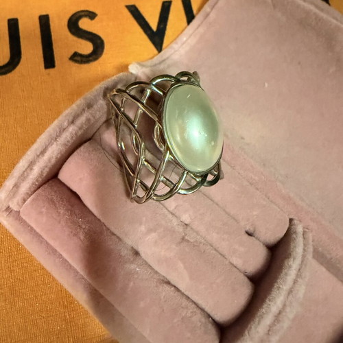 S steel ring with white stone