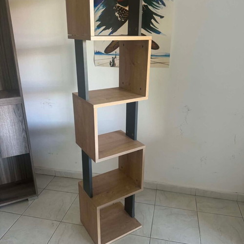 Furniture set used with metal chairs, table, and bookshelves