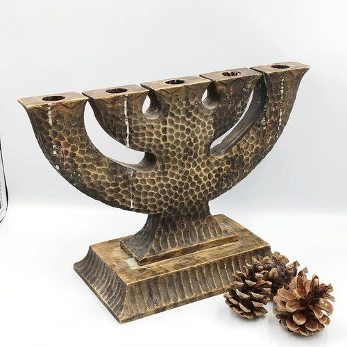 Wooden candlestick used, handmade, Swedish vintage