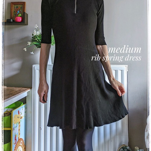 Rib spring dress used, black, size M