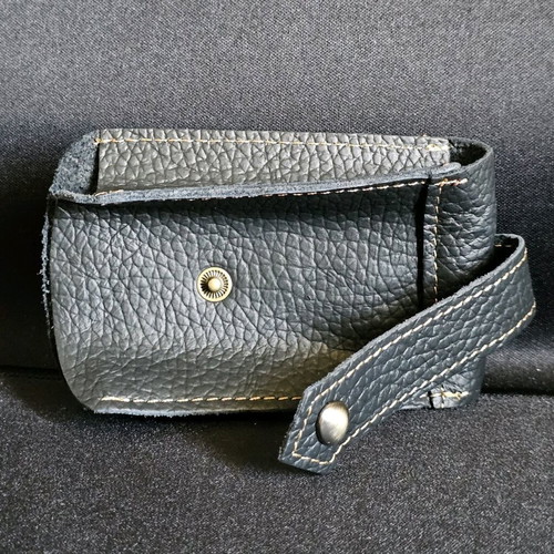 Leather key wallet used, dark blue