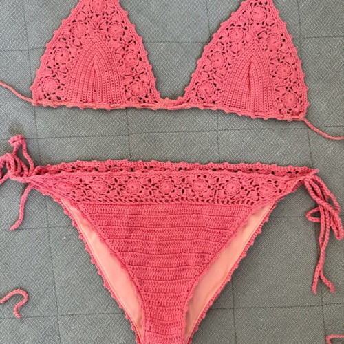 Zara knitted bikini used, pink, size S