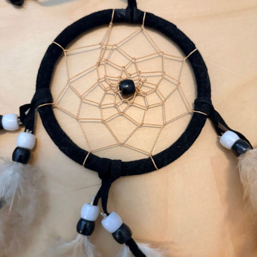 Dreamcatcher Boho with Feathers and Beads like new, black and brown