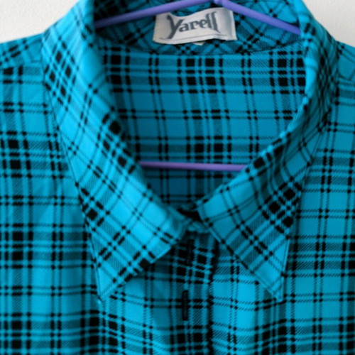 Women's checked long-sleeve shirt like new, black and blue, size M