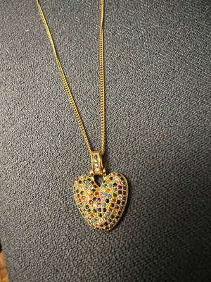 Necklace colored heart with stainless steel chain new